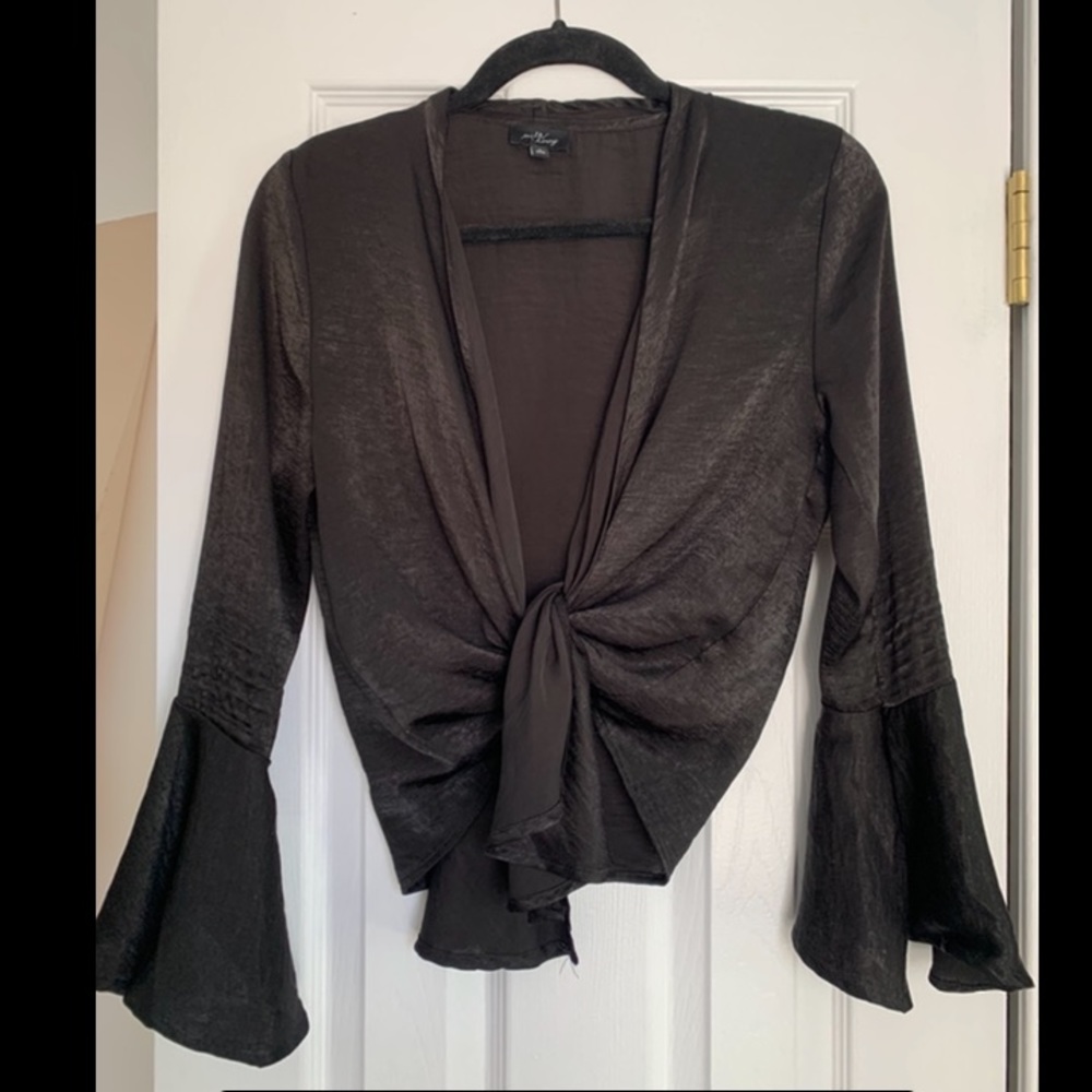 Princess Polly Black Wrap Top